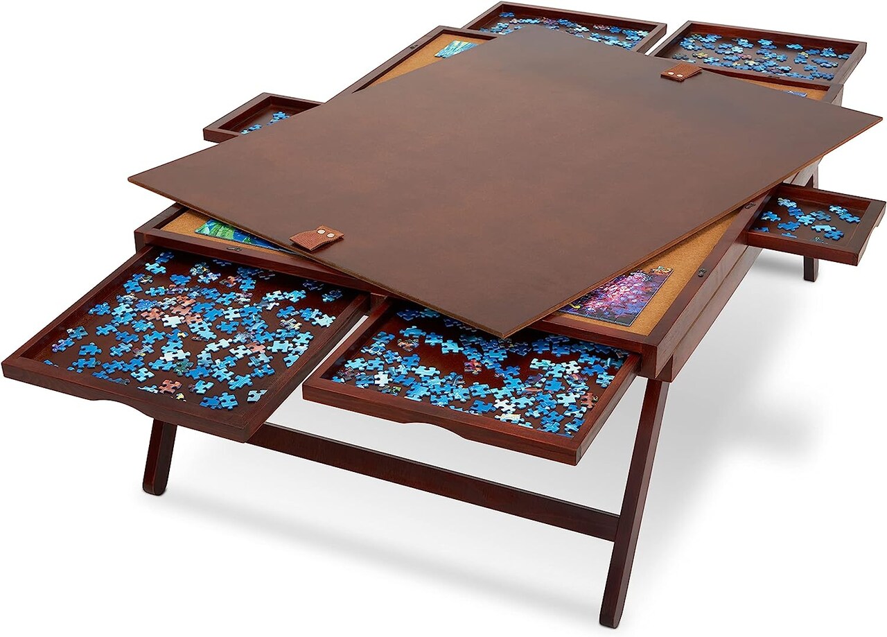 Jumbl 1500 Piece Puzzle Board, 27” x 35” Wooden Jigsaw Puzzle Table Board
